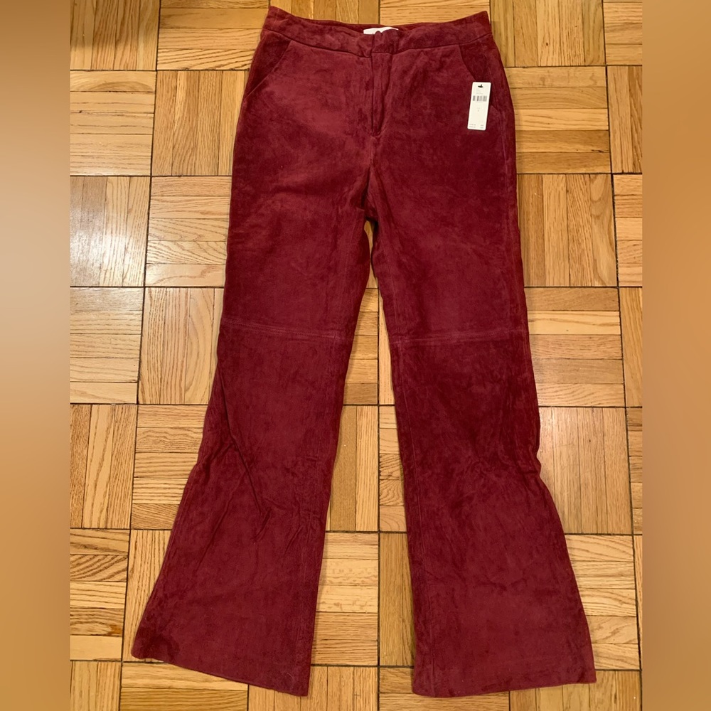 NWT Genuine suede Anthropologie burgundy red pants - Picture 3 of 14